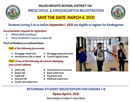 Preschool and Kindergarten Registration